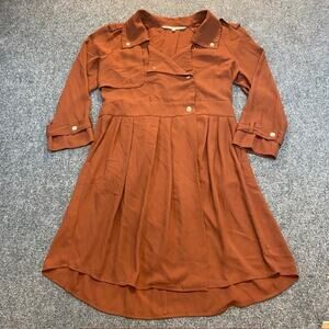 RACHEL Rachel Roy Burnt Orange Dress Snap Wrap Size XL Collared Gold